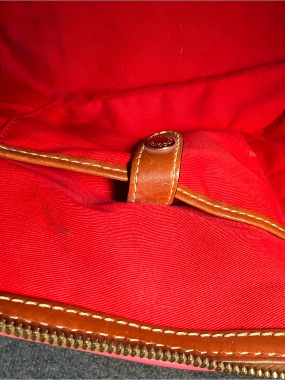 Dooney & Bourke Hot Pink Leather Satchel with Brown Trim - Picture 8 of 13